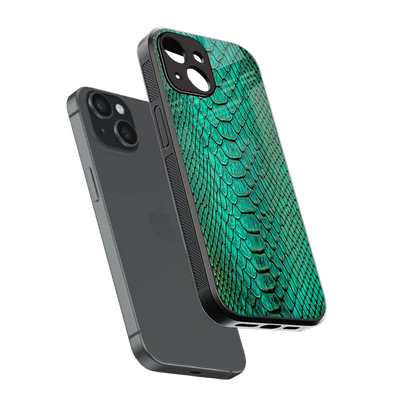 Croco Emerald sleek iphone 14 cover with tempered glass back and TPU edges