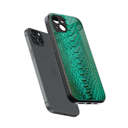 Croco Emerald sleek iphone 14 plus cover with tempered glass back and TPU edges