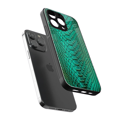 Croco Emerald sleek iphone 15 pro max cover with tempered glass back and TPU edges