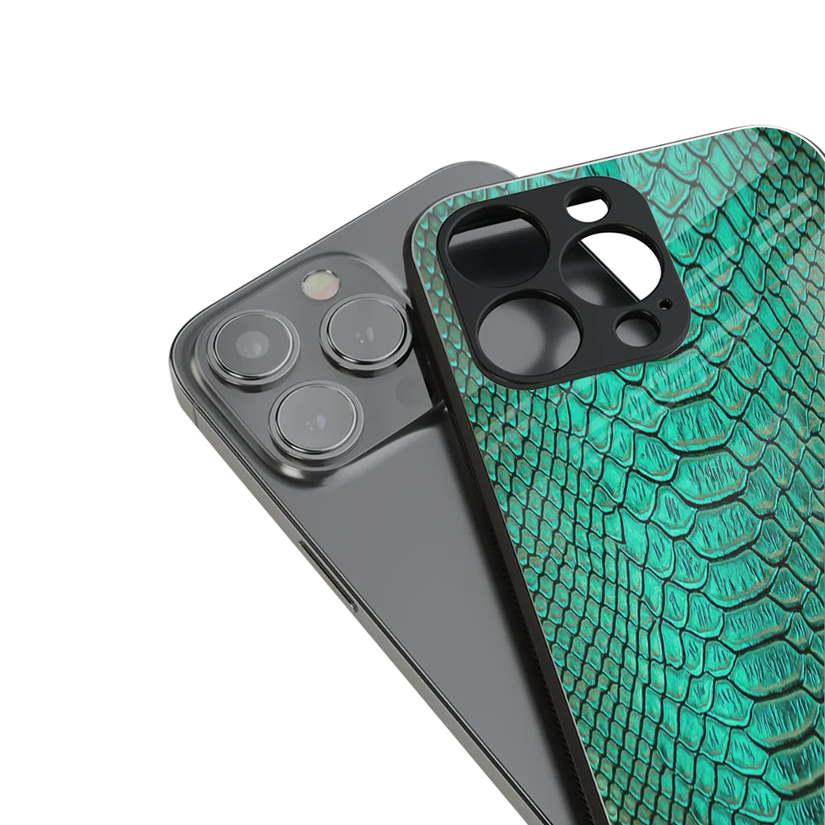 Croco Emerald stylish phone case for iphone 15 pro | glossy glass and slim fit
