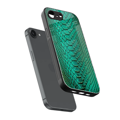 Croco Emerald sleek iphone 16e cover with tempered glass back and TPU edges