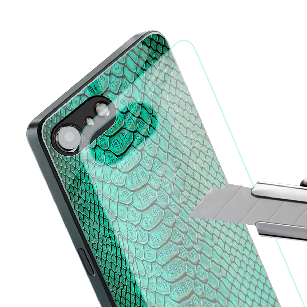 Croco Emerald stylish phone case for iphone 17e | glossy glass and slim fit