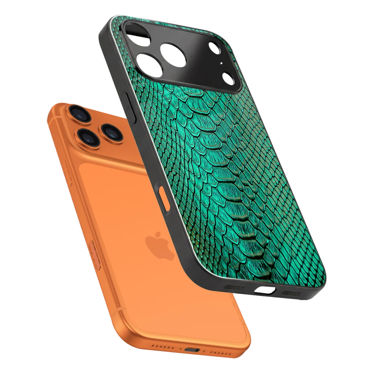 Croco Emerald sleek iphone 17 pro cover with tempered glass back and TPU edges