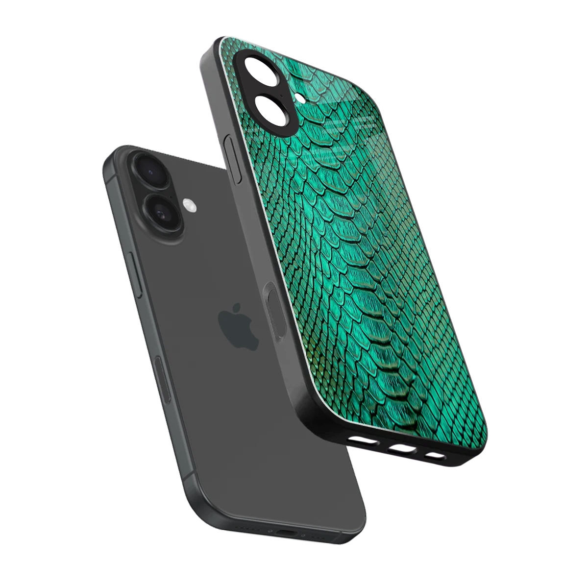 Croco Emerald sleek iphone 17 cover with tempered glass back and TPU edges