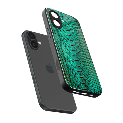 Croco Emerald sleek iphone 17 cover with tempered glass back and TPU edges