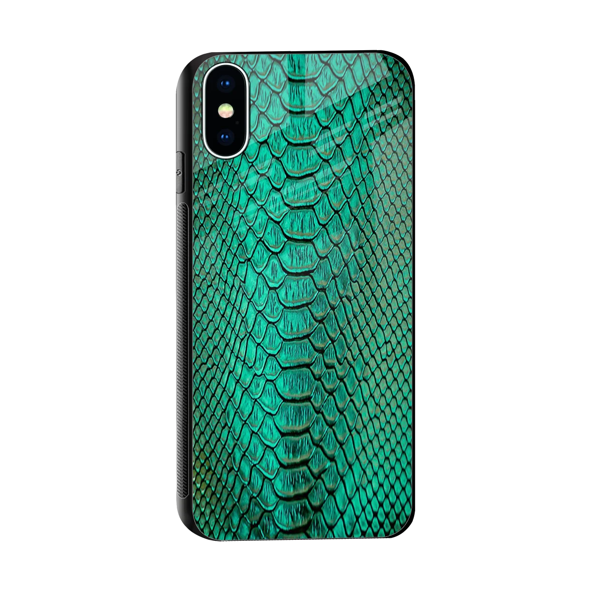 Croco Emerald sleek iphone x cover with tempered glass back and TPU edges