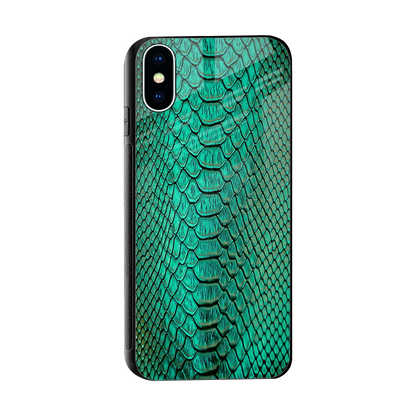 Croco Emerald sleek iphone x cover with tempered glass back and TPU edges