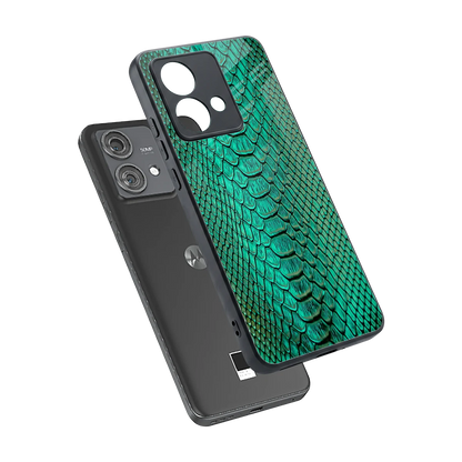Croco Emerald sleek motorola edge 40 neo 5g cover with tempered glass back and TPU edges