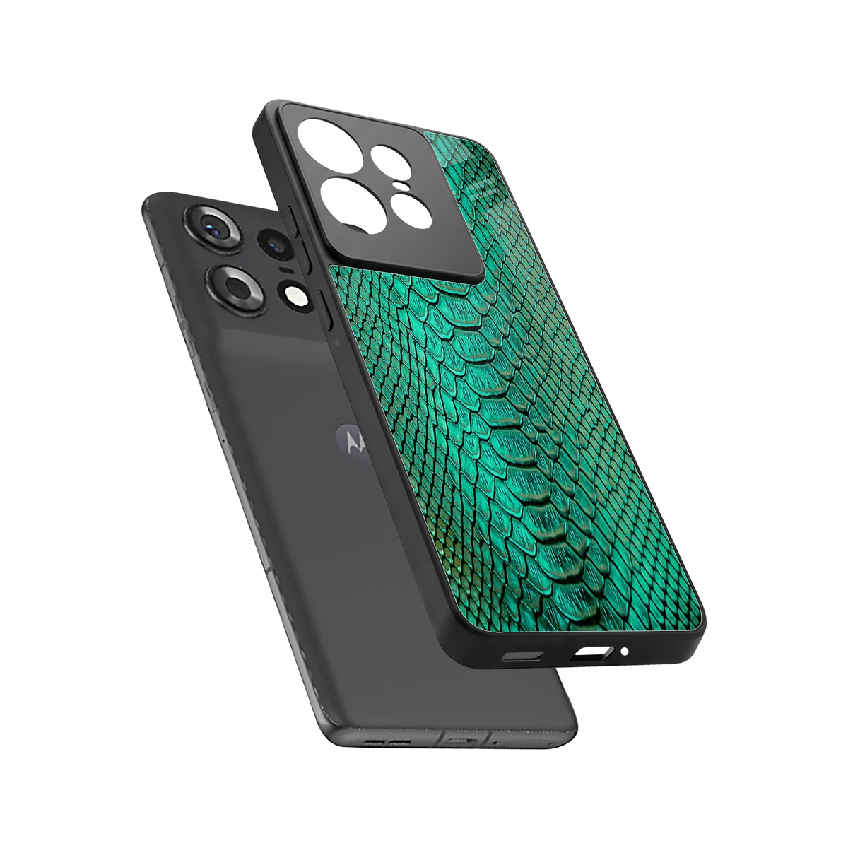 Croco Emerald sleek motorola edge 50 pro cover with tempered glass back and TPU edges