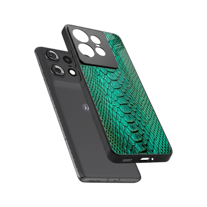 Croco Emerald sleek motorola edge 50 pro cover with tempered glass back and TPU edges