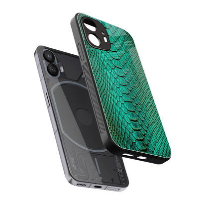 Croco Emerald sleek nothing phone 2 cover with tempered glass back and TPU edges