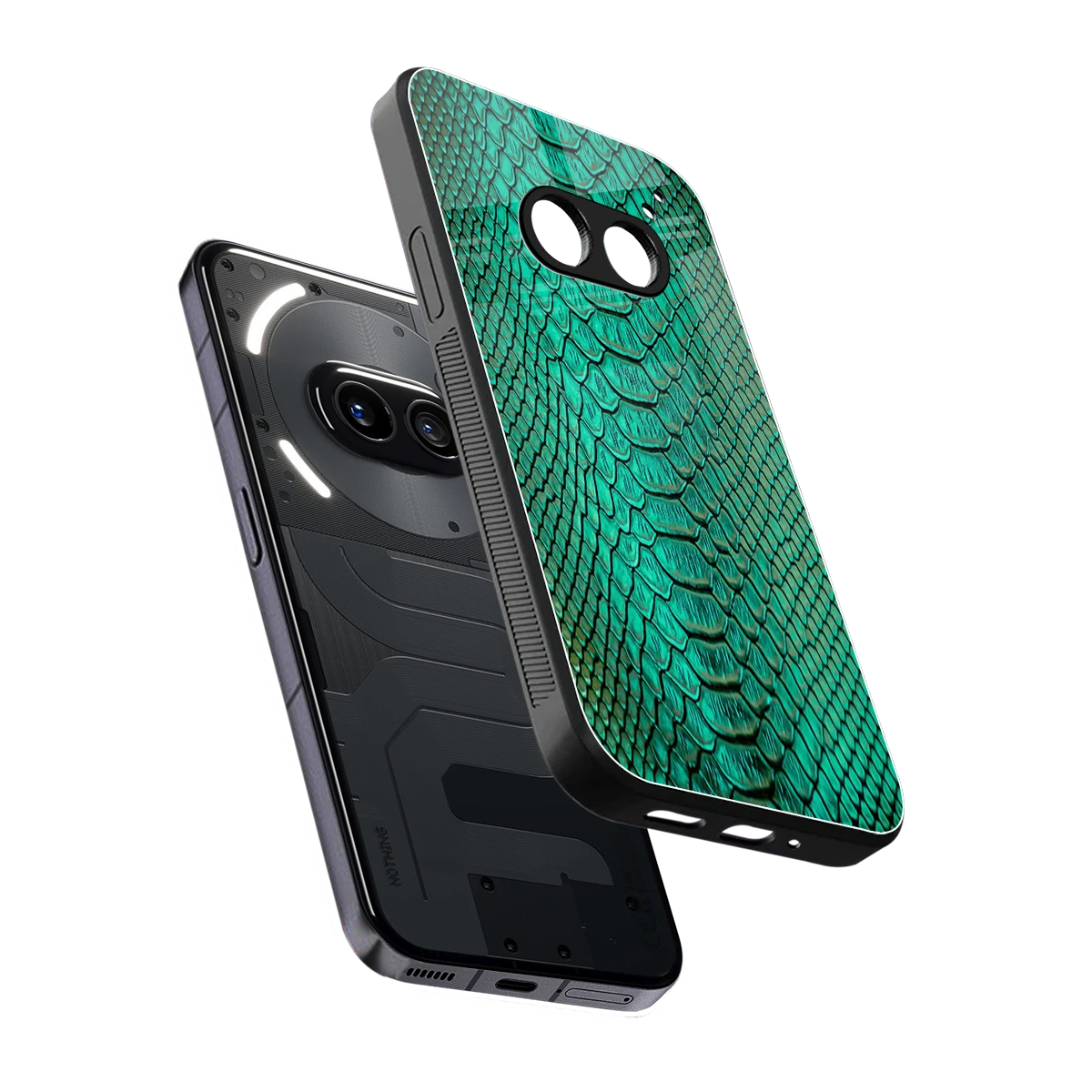 Croco Emerald sleek nothing phone 2a cover with tempered glass back and TPU edges