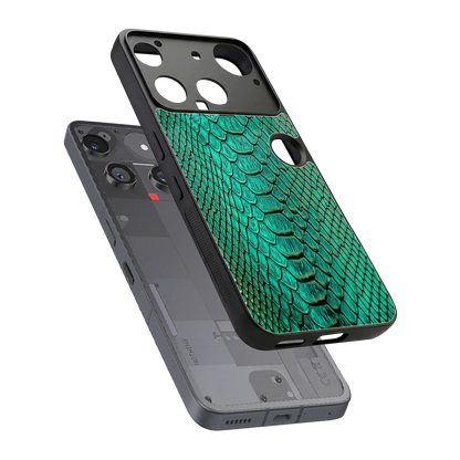 Croco Emerald sleek nothing phone 3 cover with tempered glass back and TPU edges