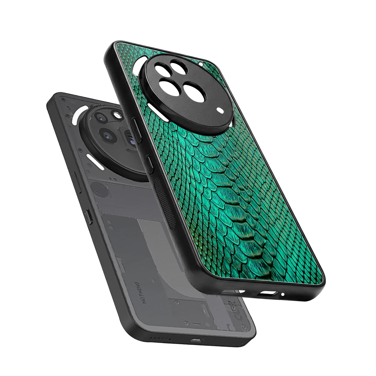 Croco Emerald sleek nothing phone 3a pro cover with tempered glass back and TPU edges