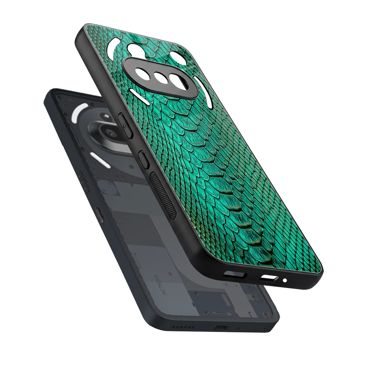 Croco Emerald sleek nothing phone 3a cover with tempered glass back and TPU edges