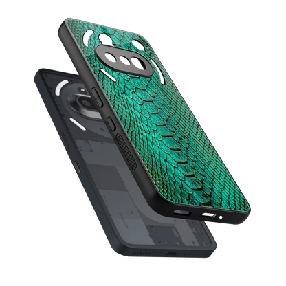 Croco Emerald sleek nothing phone 3a cover with tempered glass back and TPU edges