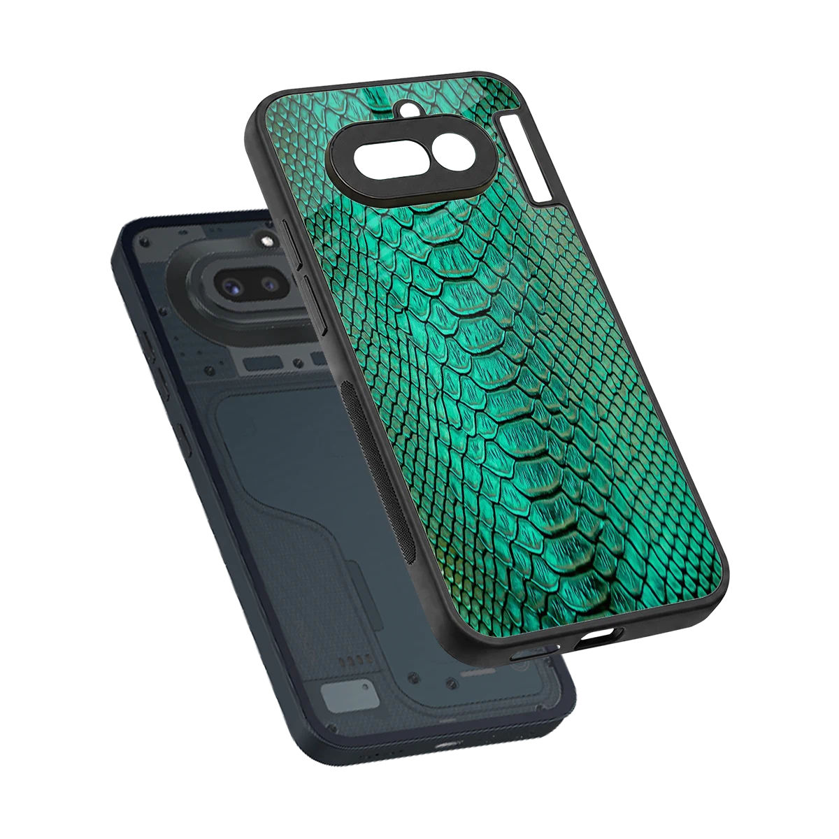 Croco Emerald sleek nothing phone 4a cover with tempered glass back and TPU edges