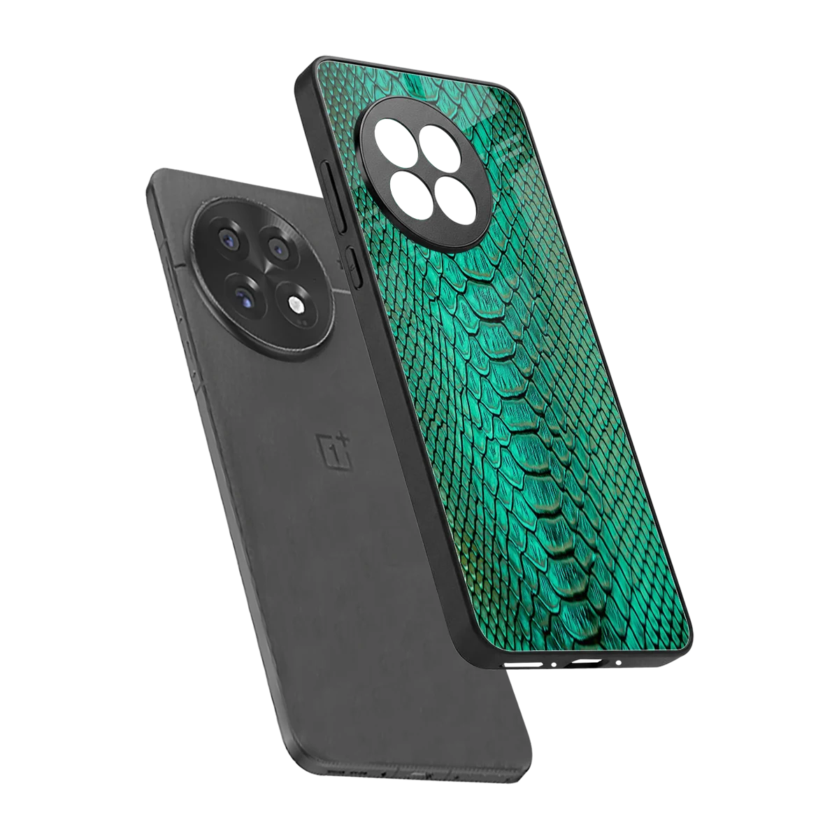 Croco Emerald sleek oneplus 13r cover with tempered glass back and TPU edges