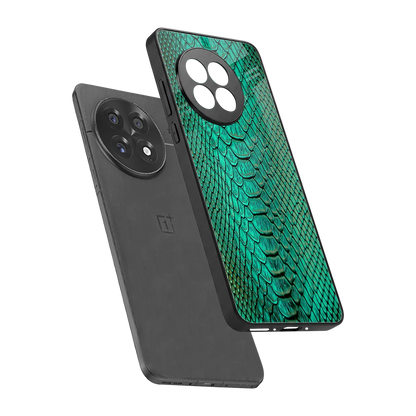 Croco Emerald sleek oneplus 13r cover with tempered glass back and TPU edges