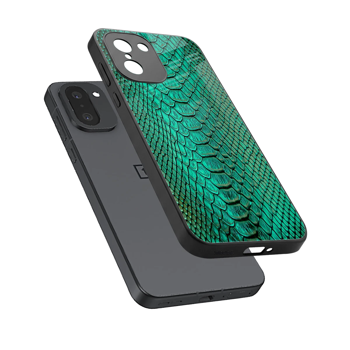 Croco Emerald sleek oneplus 15r cover with tempered glass back and TPU edges