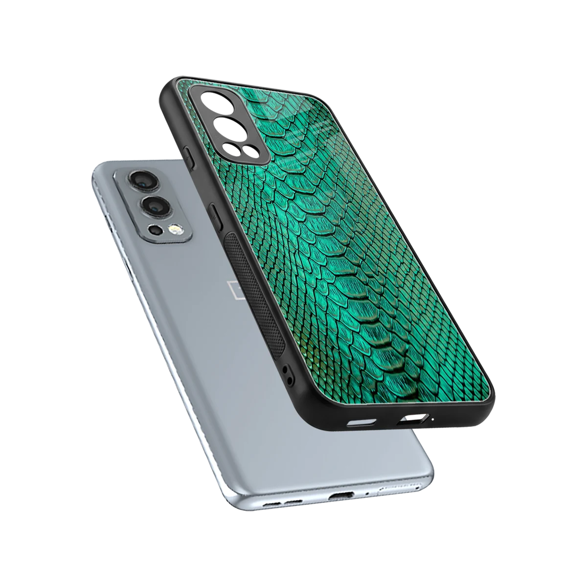 Croco Emerald sleek oneplus nord 2 cover with tempered glass back and TPU edges