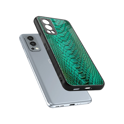 Croco Emerald sleek oneplus nord 2 cover with tempered glass back and TPU edges