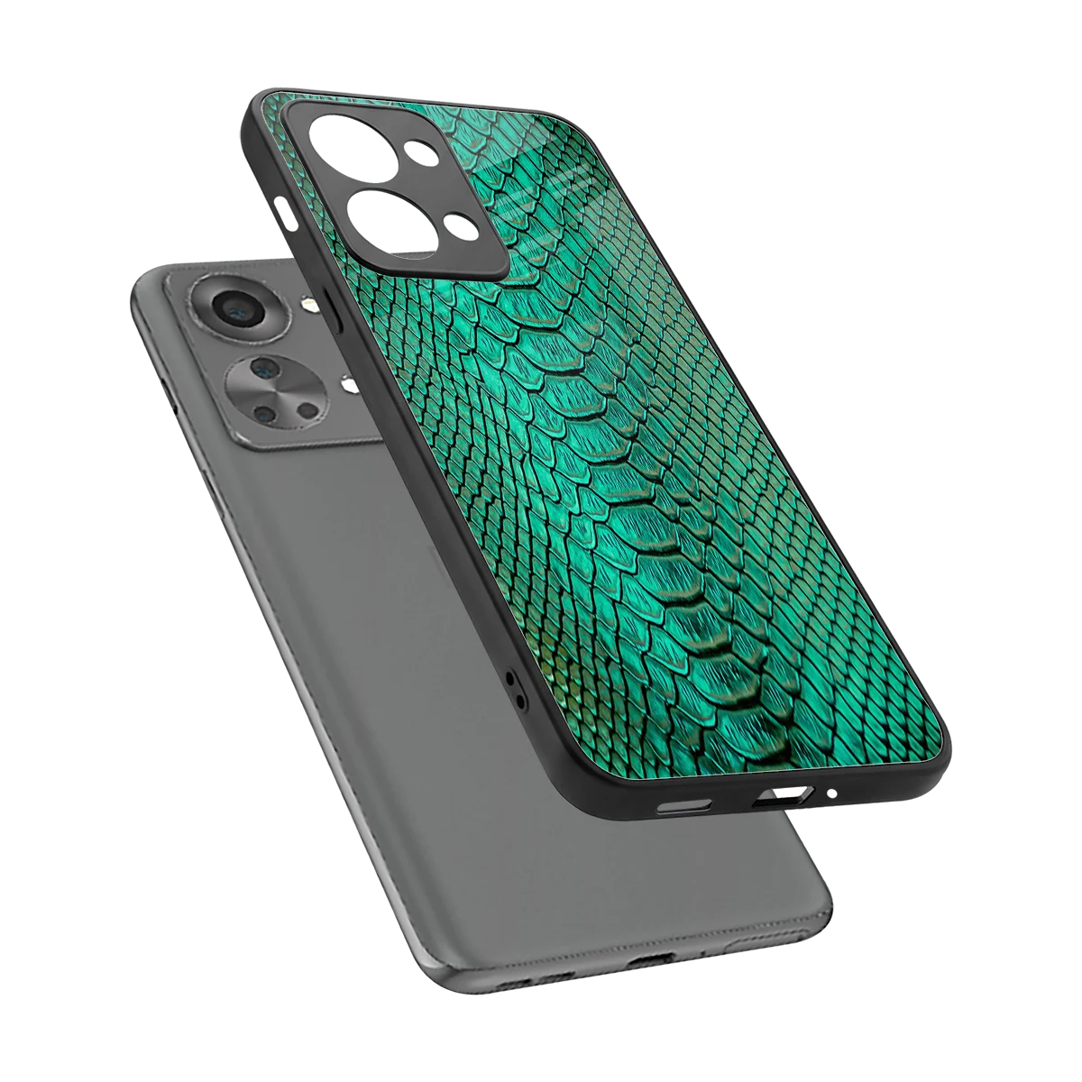 Croco Emerald sleek oneplus nord 2t cover with tempered glass back and TPU edges
