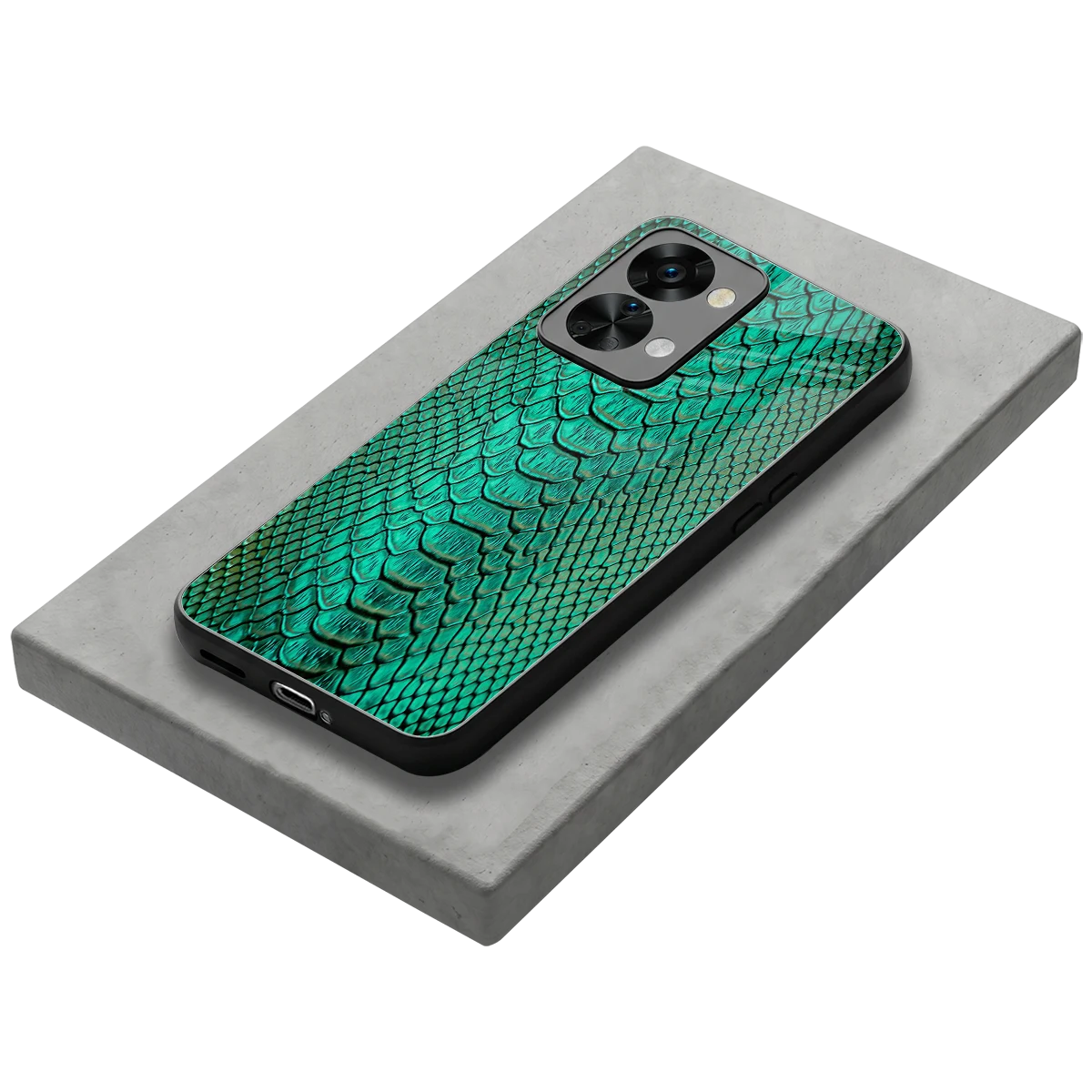 Croco Emerald stylish phone case for oneplus nord 2t | glossy glass and slim fit