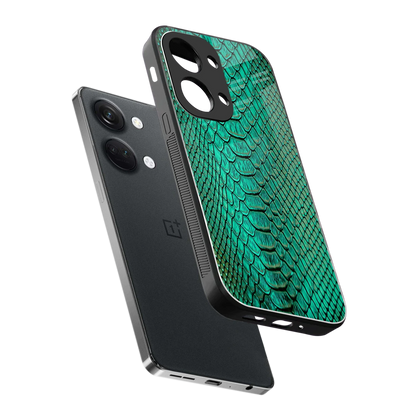 Croco Emerald sleek oneplus nord 3 cover with tempered glass back and TPU edges