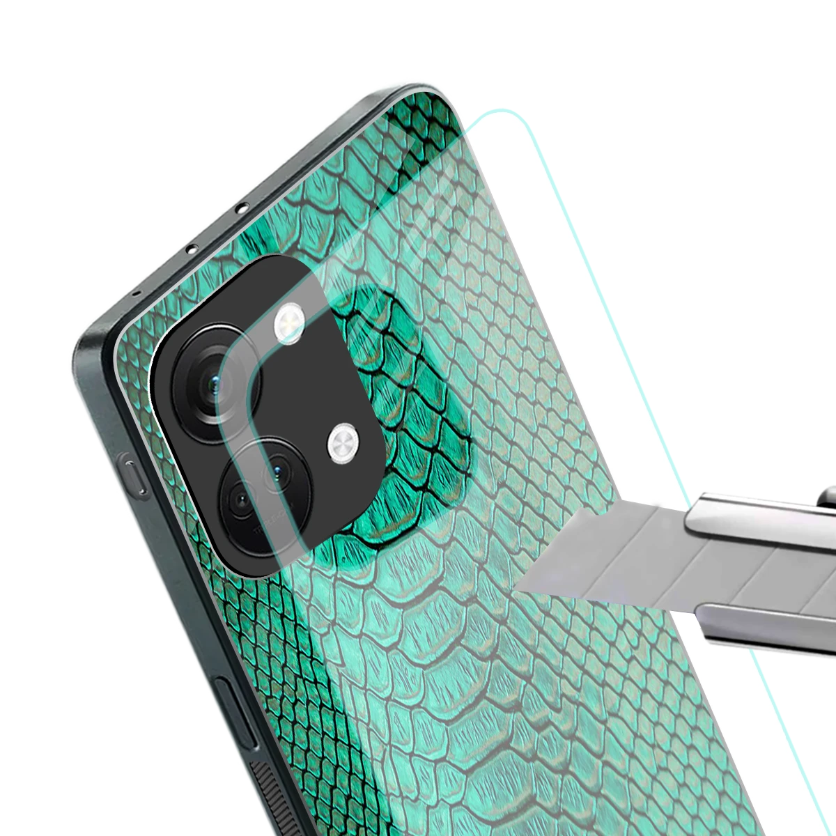 Croco Emerald stylish phone case for oneplus nord 3 | glossy glass and slim fit
