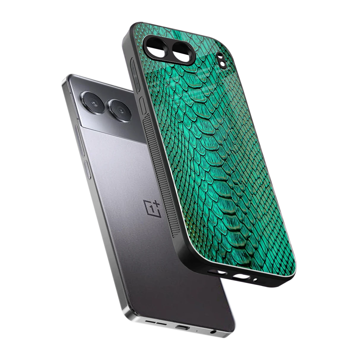Croco Emerald sleek oneplus nord 4 cover with tempered glass back and TPU edges