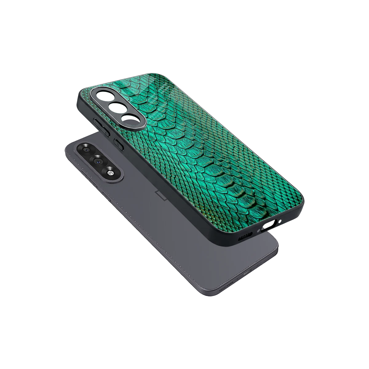 Croco Emerald sleek oneplus nord 5 cover with tempered glass back and TPU edges