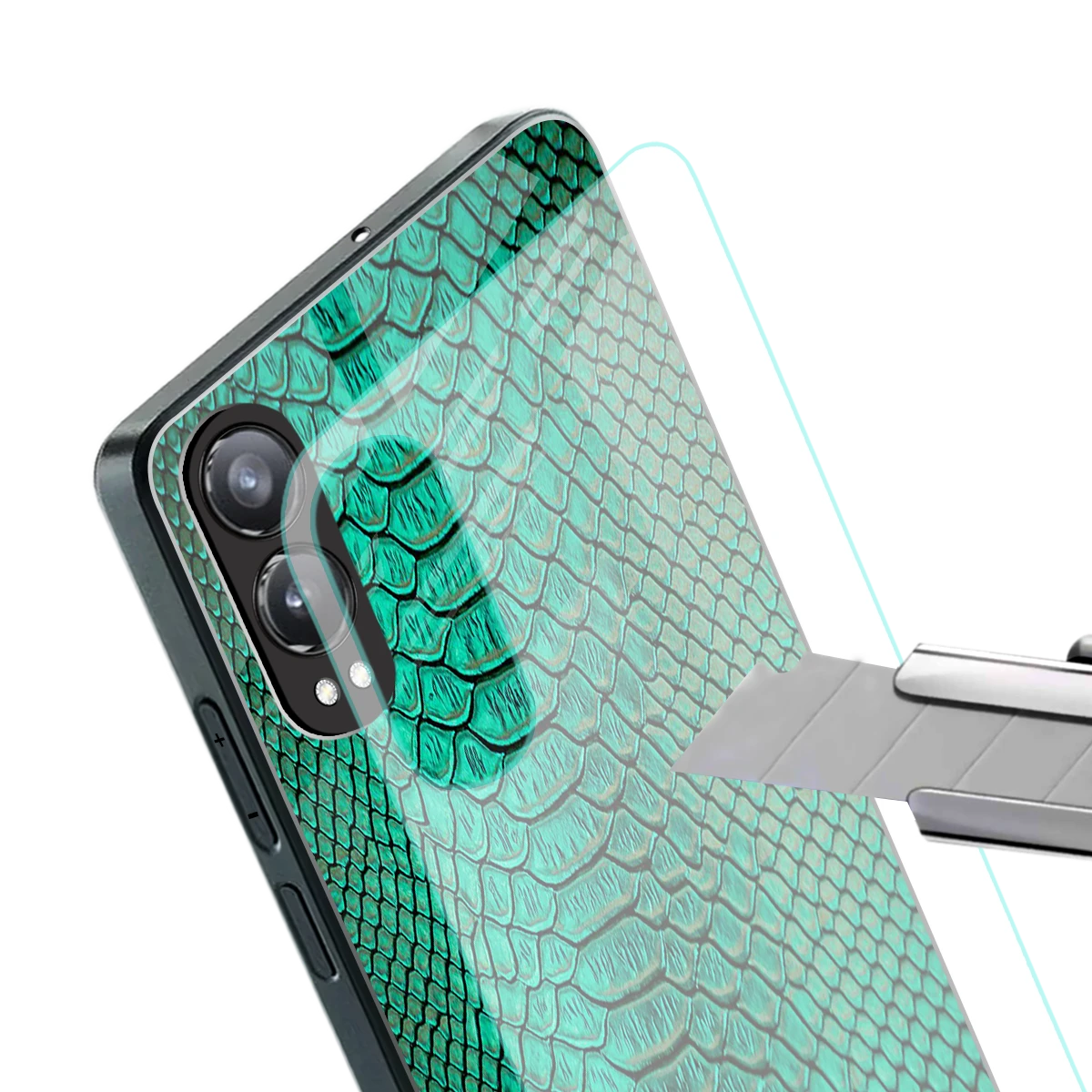 Croco Emerald stylish phone case for oneplus nord ce 4 lite | glossy glass and slim fit
