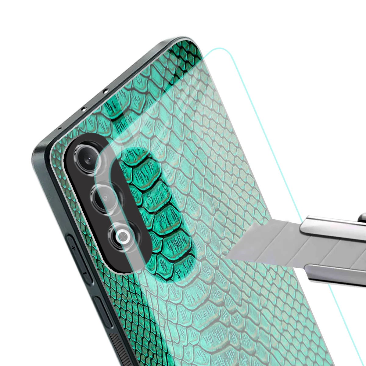 Croco Emerald stylish phone case for oneplus nord ce 4 | glossy glass and slim fit