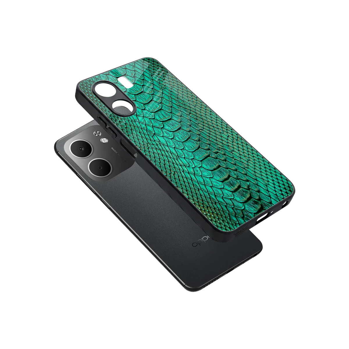 Croco Emerald sleek oppo a5x 5g cover with tempered glass back and TPU edges