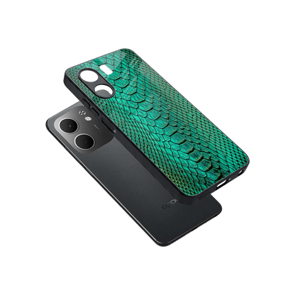 Croco Emerald sleek oppo a5x 5g cover with tempered glass back and TPU edges