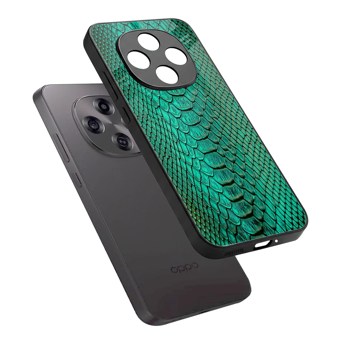 Croco Emerald sleek oppo f31 pro 5g cover with tempered glass back and TPU edges