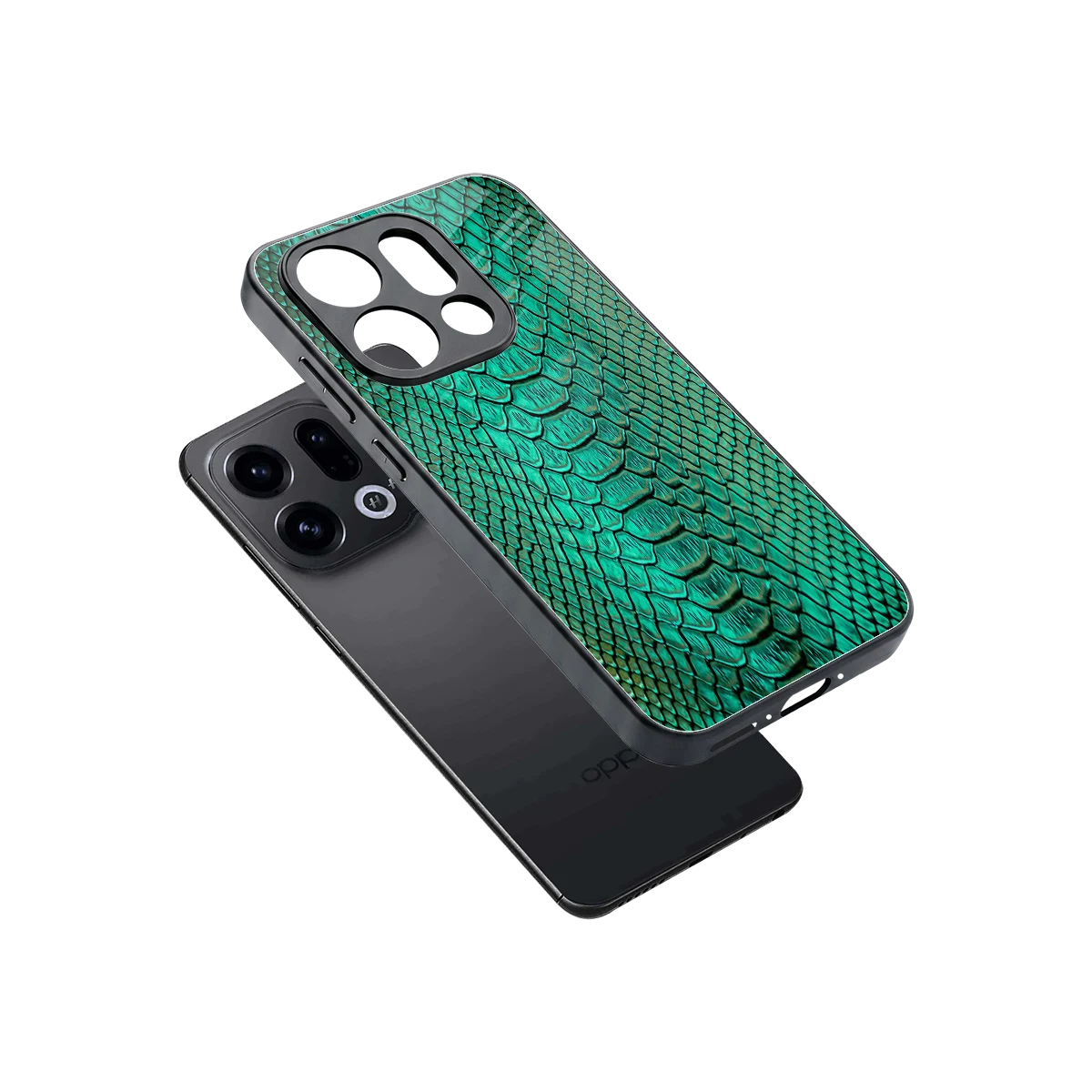 Croco Emerald sleek oppo find x9 cover with tempered glass back and TPU edges