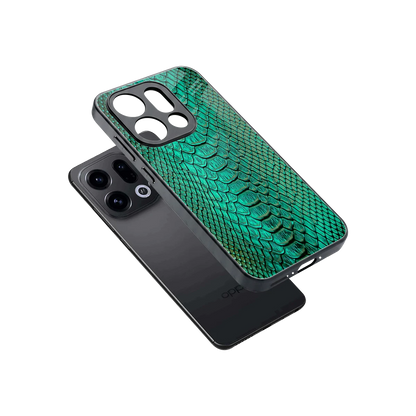 Croco Emerald sleek oppo find x9 cover with tempered glass back and TPU edges