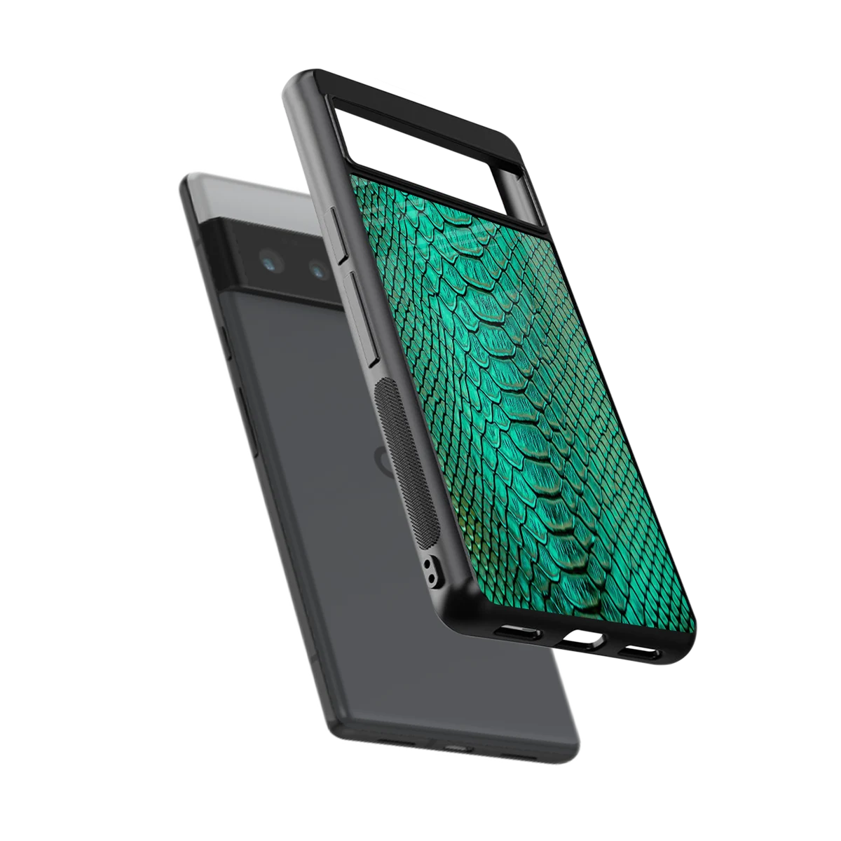 Croco Emerald sleek google pixel 6 pro cover with tempered glass back and TPU edges