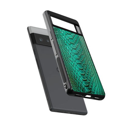 Croco Emerald sleek google pixel 6 pro cover with tempered glass back and TPU edges