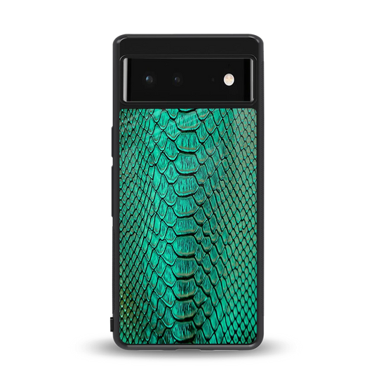 Croco Emerald back phone cover | glass case for google pixel 6a