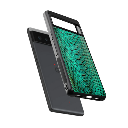 Croco Emerald sleek google pixel 6a cover with tempered glass back and TPU edges