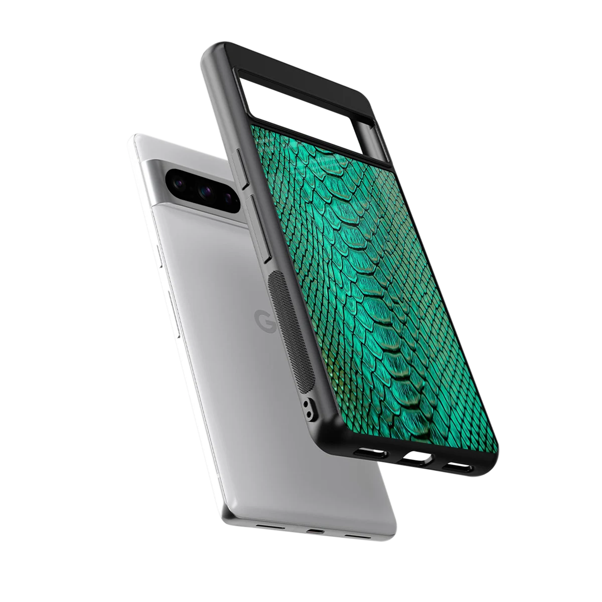 Croco Emerald sleek google pixel 8 pro cover with tempered glass back and TPU edges