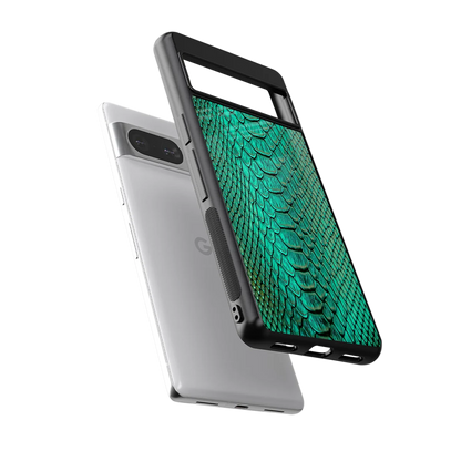 Croco Emerald sleek google pixel 8 cover with tempered glass back and TPU edges