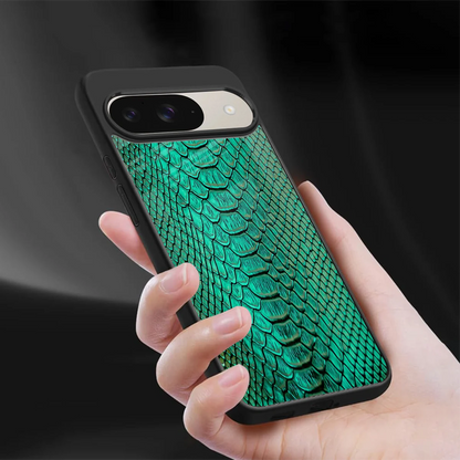 Croco Emerald sleek google pixel 9 cover with tempered glass back and TPU edges