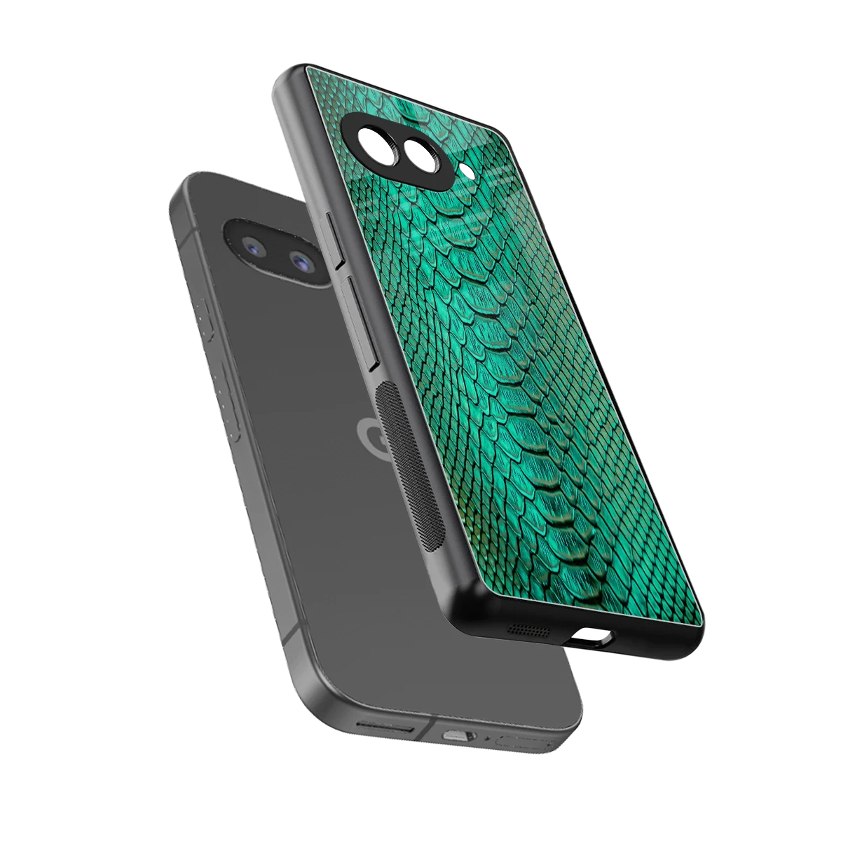 Croco Emerald sleek google pixel 10a cover with tempered glass back and TPU edges