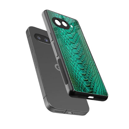 Croco Emerald sleek google pixel 10a cover with tempered glass back and TPU edges