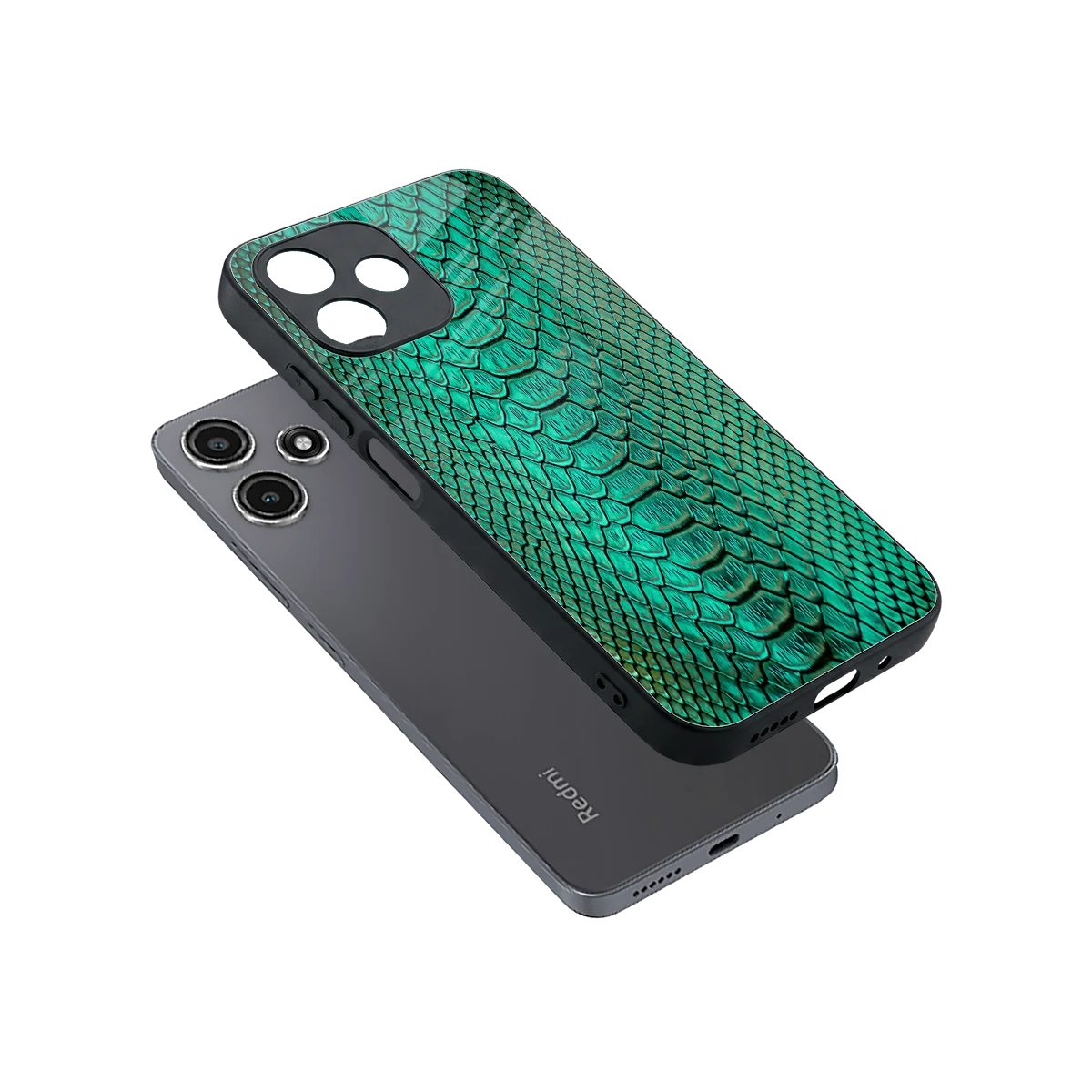 Croco Emerald sleek redmi 12 5g cover with tempered glass back and TPU edges