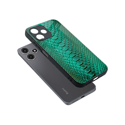 Croco Emerald sleek redmi 12 5g cover with tempered glass back and TPU edges